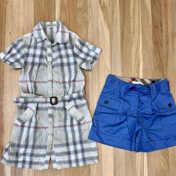 Burberry Other - Burberry Children's Bundle Check Cotton Shirt Dress and Shorts Girls Size 8